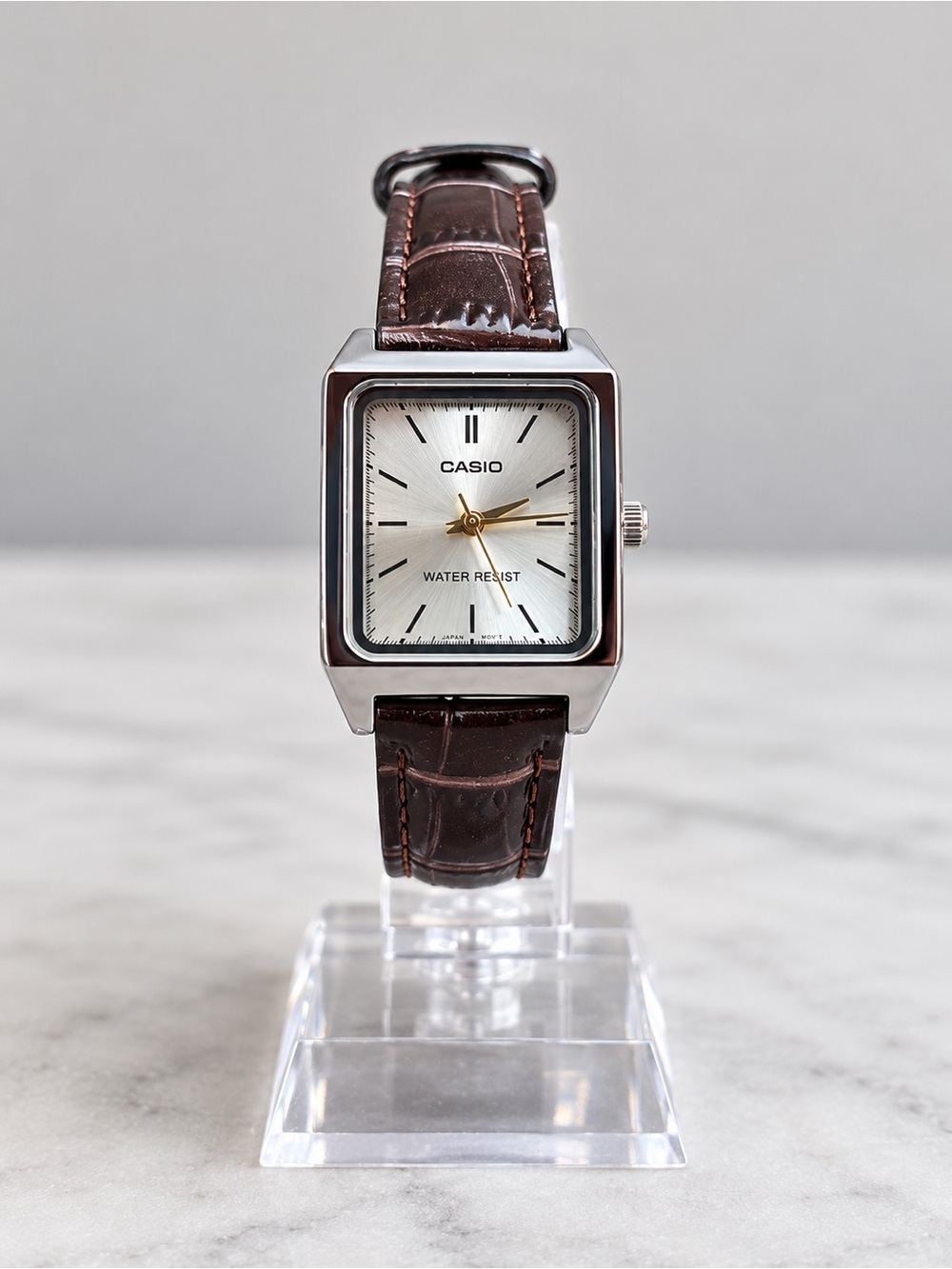 Casio Women’s Rectangular Quartz Watch Brown Leather Strap New With Tags
